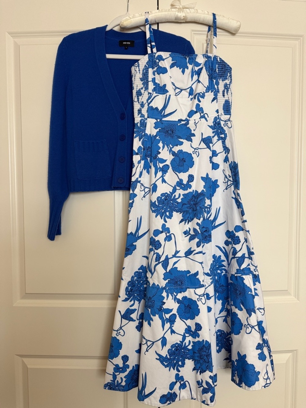 ME+EM S Small Cashmere Open Front V Neck Cardigan Layering Cobalt Electric Blue - Picture 10 of 12